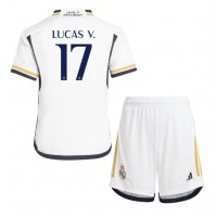 Otroški Nogometni dresi Real Madrid Lucas Vazquez #17 Domači 2023-24 Kratek Rokav (+ Kratke hlače)